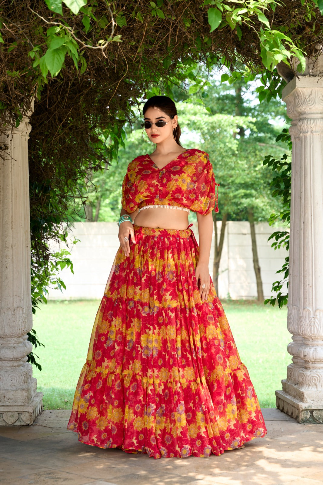 Exclusive Soft Chiffon Co-ord Set Dress With Floral Print & Pearl Touch Up