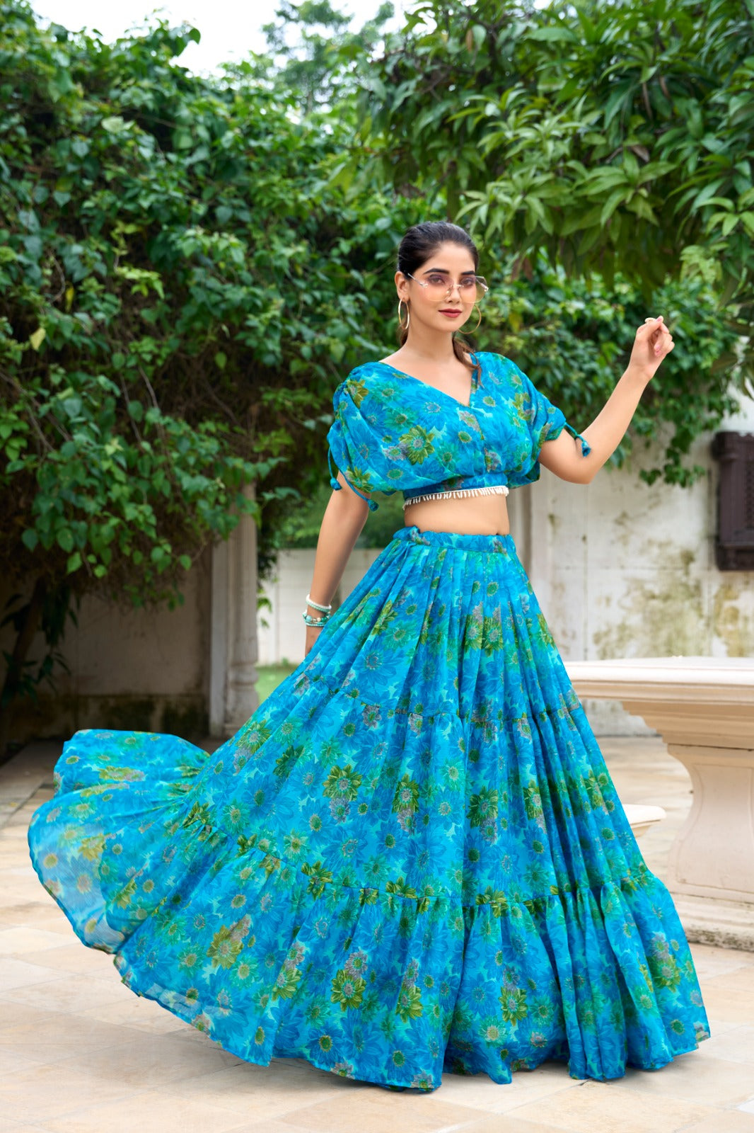 Exclusive Soft Chiffon Co-ord Set Dress With Floral Print & Pearl Touch Up