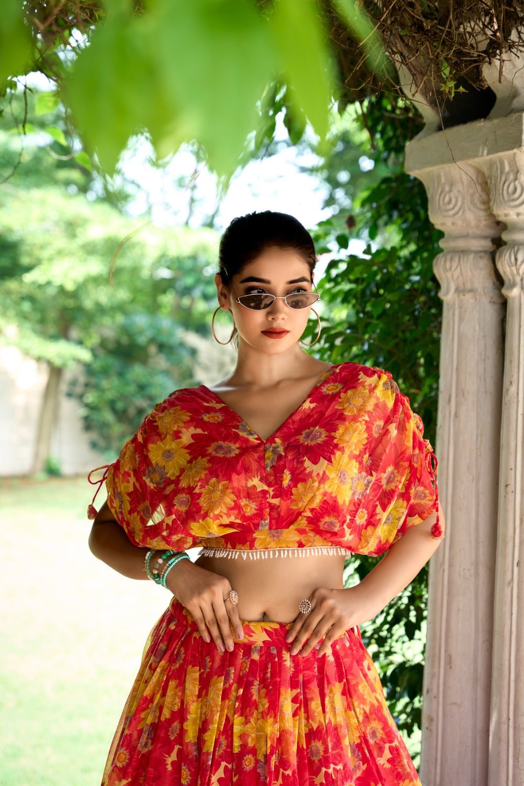 Exclusive Soft Chiffon Co-ord Set Dress With Floral Print & Pearl Touch Up