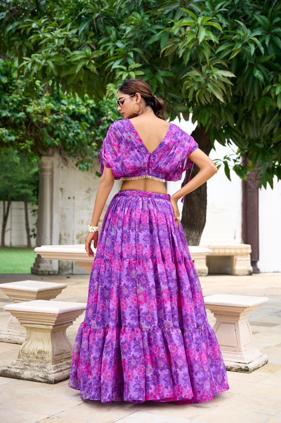 Exclusive Soft Chiffon Co-ord Set Dress With Floral Print & Pearl Touch Up