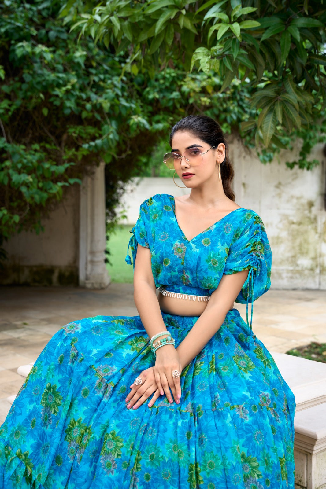 Exclusive Soft Chiffon Co-ord Set Dress With Floral Print & Pearl Touch Up