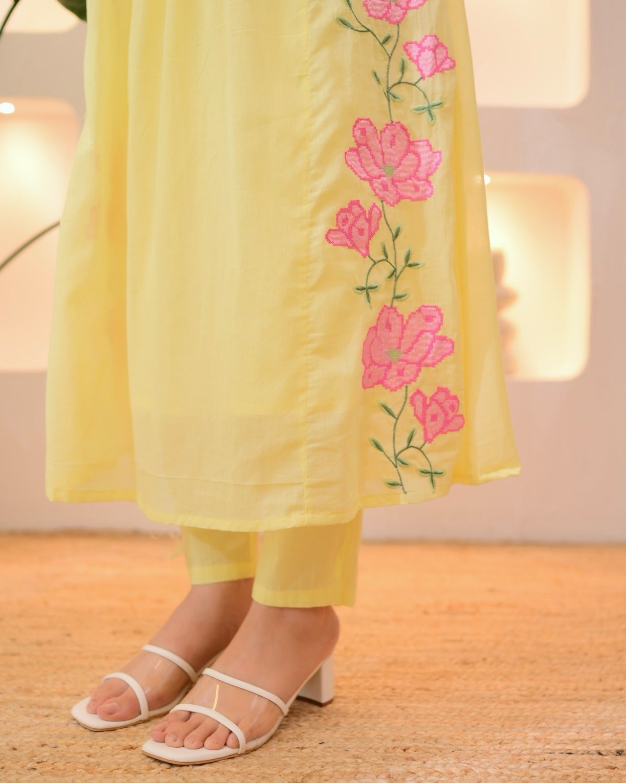 Pastel Premium Parampara Silk Kurti With Heavy Embroidery Work With Pant & Dupatta