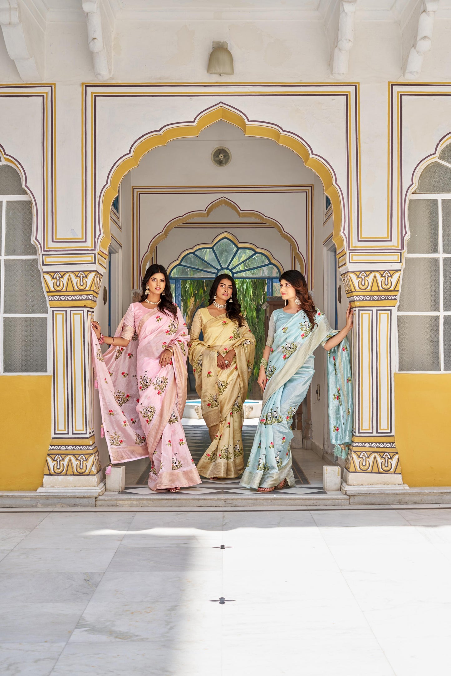 Festive & Party Pure Kota Fabric Saree With Heavy Embroidery Thread Work & Jacquard Border