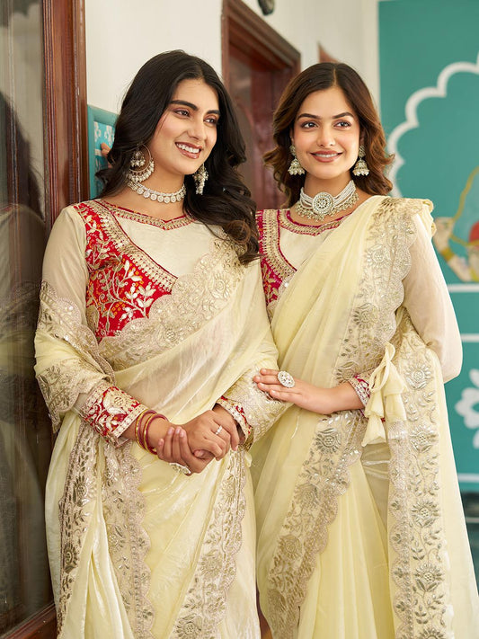 Festive Traditional Pure Fendi Silk Saree With Heavy Pitta & Gota Patti Work