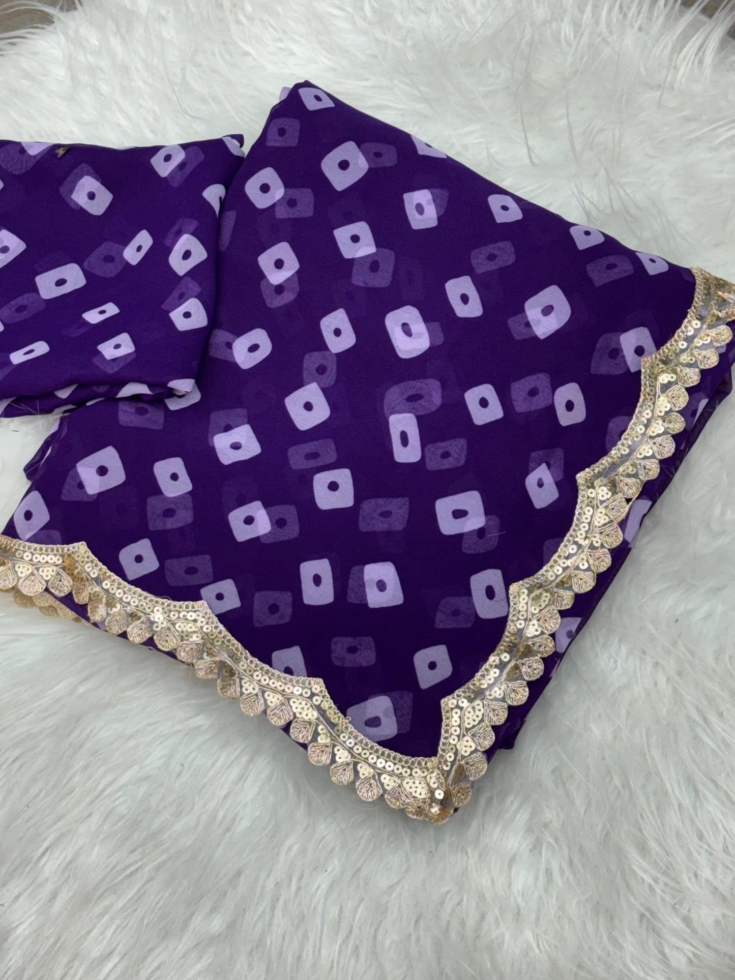 Special Soft Georgette Leheriya Bandhej Print Saree With Coding Embroidery Sequence Lace Work