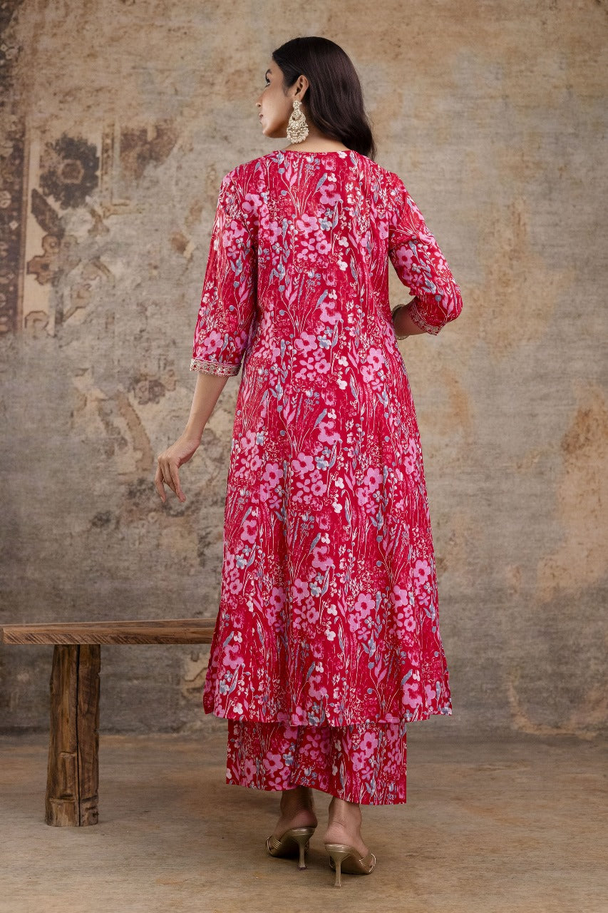 Premium Pure Soft Cotton Embroidered & Sequin Work A-Line Kurta Suit Pant With Dupatta