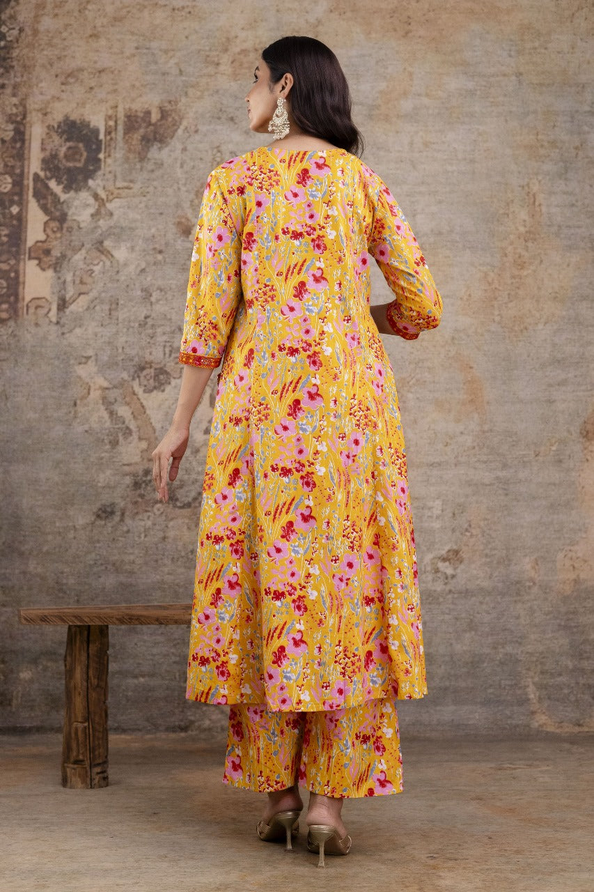 Premium Pure Soft Cotton Embroidered & Sequin Work A-Line Kurta Suit Pant With Dupatta