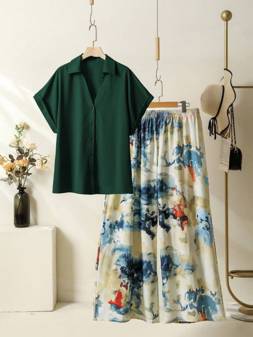 Imported Viscose Rayon Top & Printed Lycra Plazzo Pant Daily Wear Set