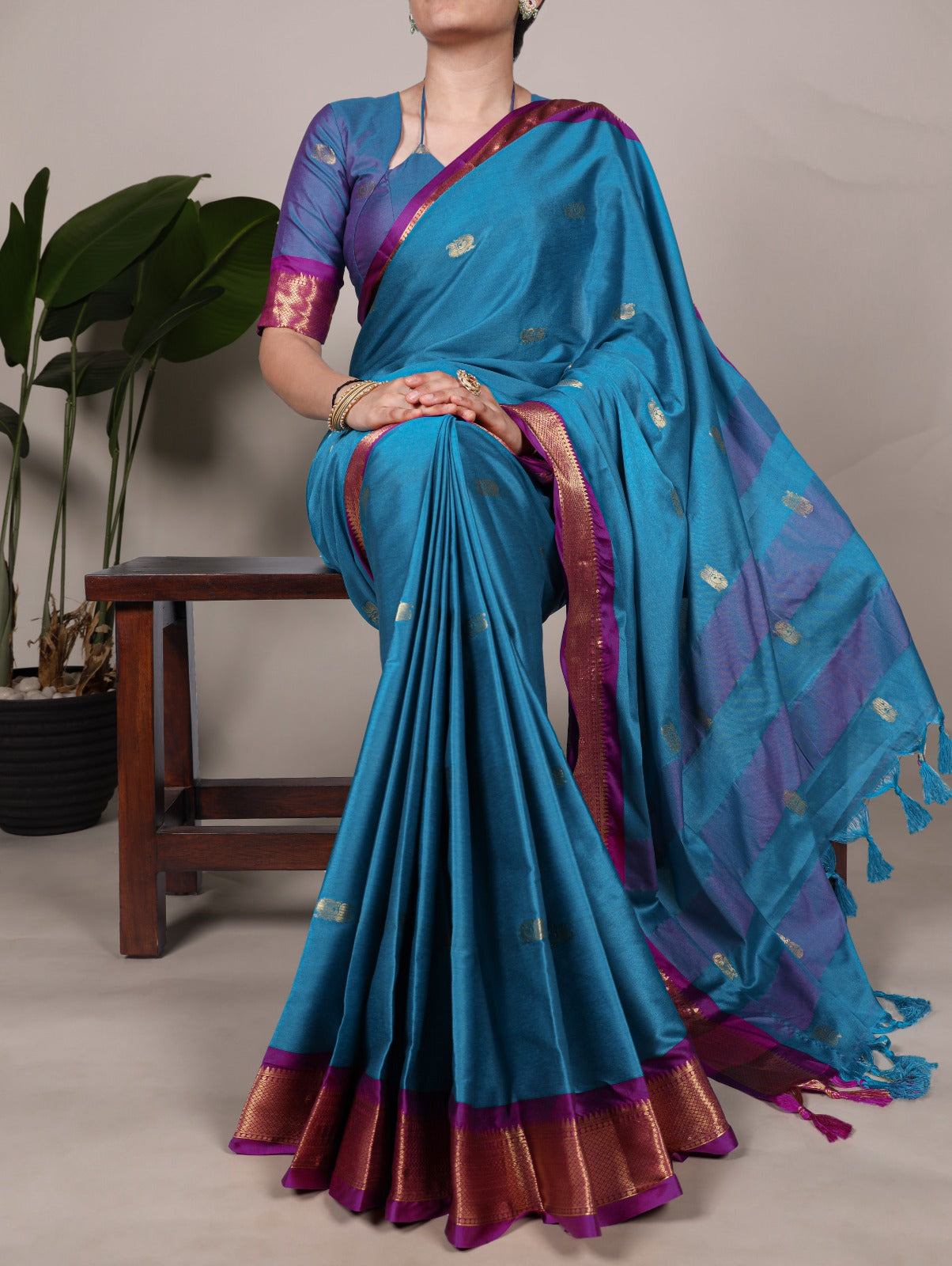 Traditional Paithani Concept Cotton Silk Saree With Weaving Work