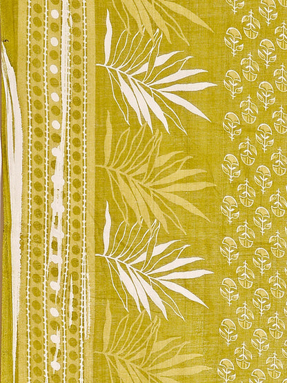 Ethnic Motifs Printed Green Cotton Kurta Pant With Dupatta