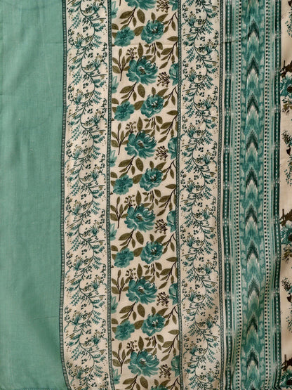 Sky Blue Floral Printed Cotton Kurta Pant With Dupatta