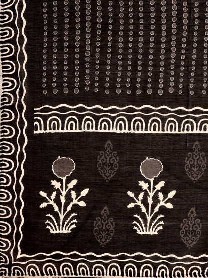 Black Embroidered And Ethnic Motifs Printed Flared Kurta Pant With Dupatta