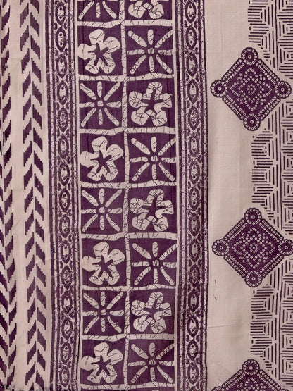 Women's Lavender Mirror work Embroidered & Floral Printed Cotton Kurta Pant With Dupatta