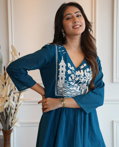 Premium Soft Rayon Embroidery & Yoke Work Kurta Pant Co-ord Set