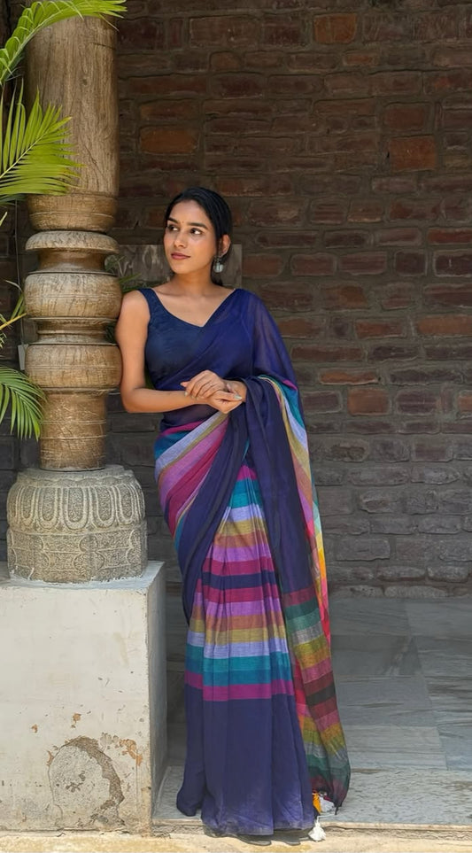 Premium Quality Print Linen Daily Wear Saree