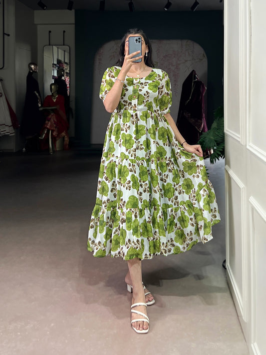 Rich Vichitra Silk Floral Print Dress