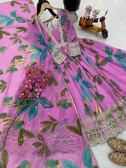 Party & Festive Wear Faux Georgette Gown With Embroidery Sequin Work With Dupatta