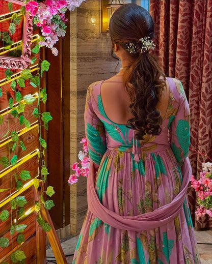 Party & Festive Wear Faux Georgette Gown With Embroidery Sequin Work With Dupatta