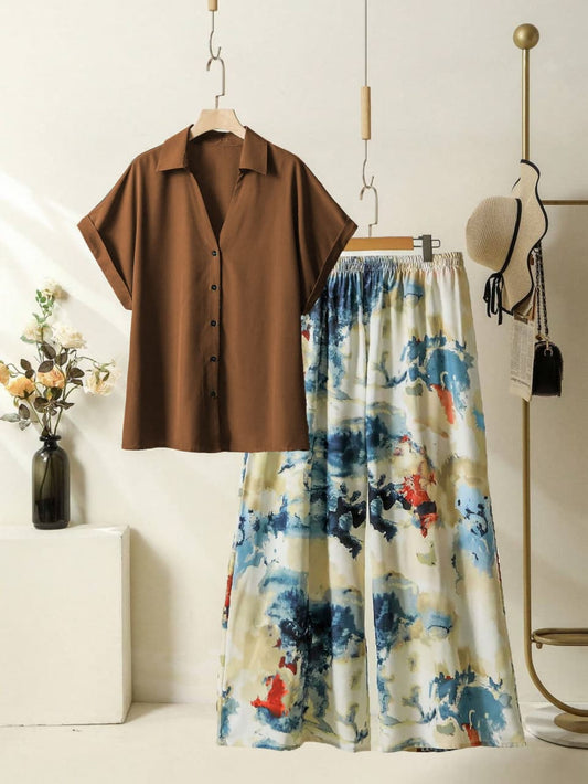 Imported Viscose Rayon Top & Printed Lycra Plazzo Pant Daily Wear Set
