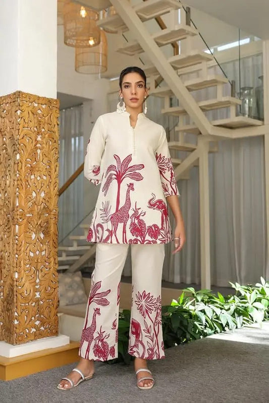 Trendy & Comfy Pure Malai Satin Silk Printed Top & Pant Set