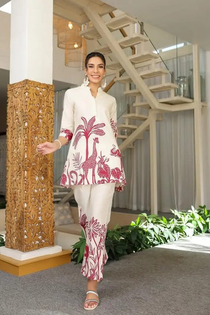 Trendy & Comfy Pure Malai Satin Silk Printed Top & Pant Set