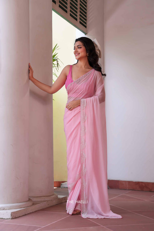 Special Celebrity Style Tabi Organza Handwork Cut Dana Saree