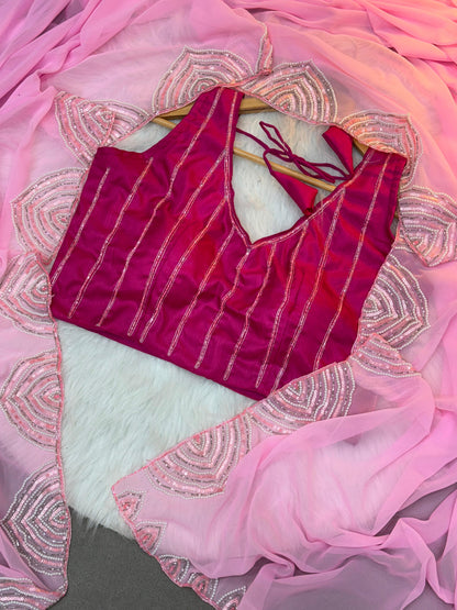 Special Celebrity Style Tabi Organza Handwork Cut Dana Saree