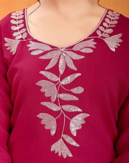 Festive Special Vichitra Silk Kurti With Multi Sequence Work With Pant & Dupatta