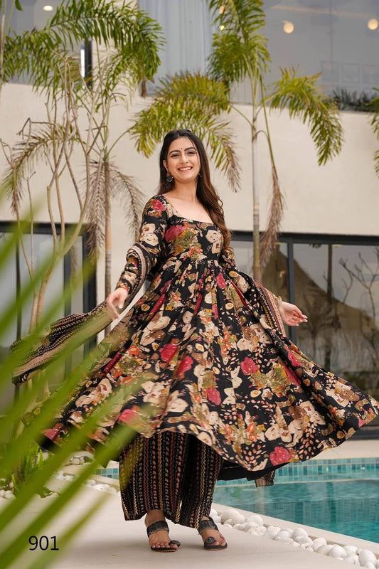 Festive & Wedding Party Wear Gher Style Pure Mal Cotton Printed Kurta Pant With Dupatta