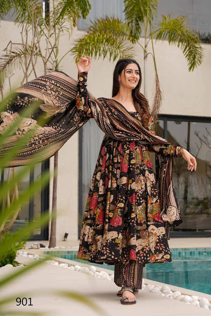 Festive & Wedding Party Wear Gher Style Pure Mal Cotton Printed Kurta Pant With Dupatta