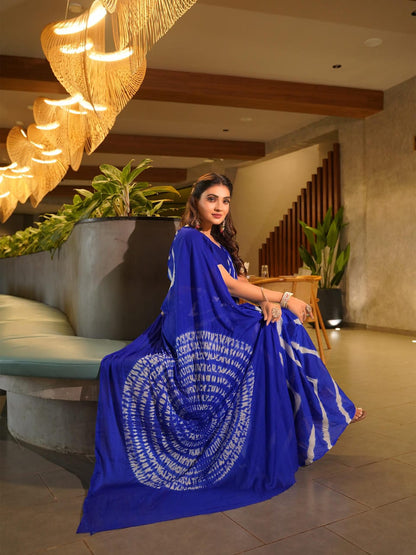 Superhit Pure Chinnon Leheriya Saree With Hand Sibori Work
