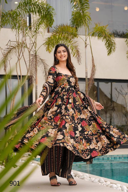 Festive & Wedding Party Wear Gher Style Pure Mal Cotton Printed Kurta Pant With Dupatta