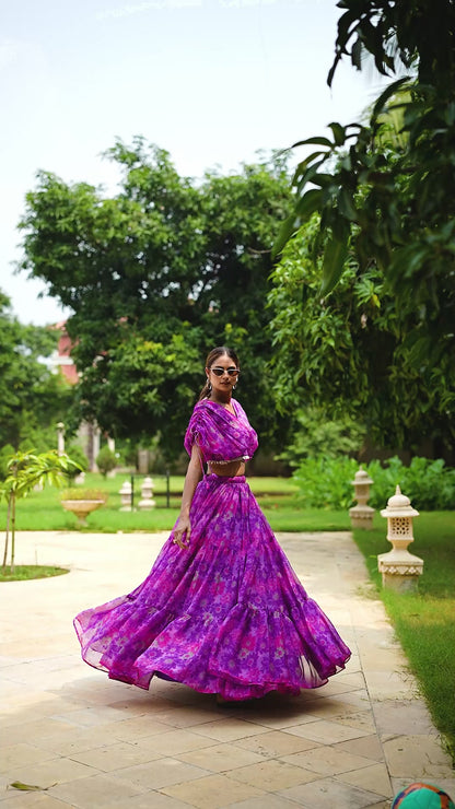 Exclusive Soft Chiffon Co-ord Set Dress With Floral Print & Pearl Touch Up